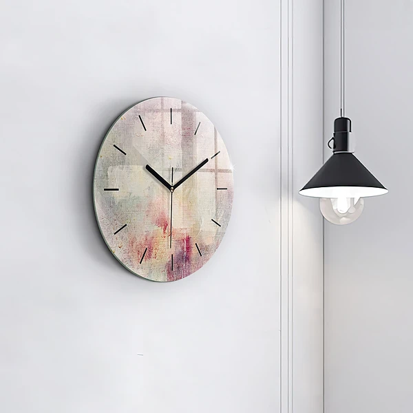 Wanduhr glas rund Gemalte Abstraktion