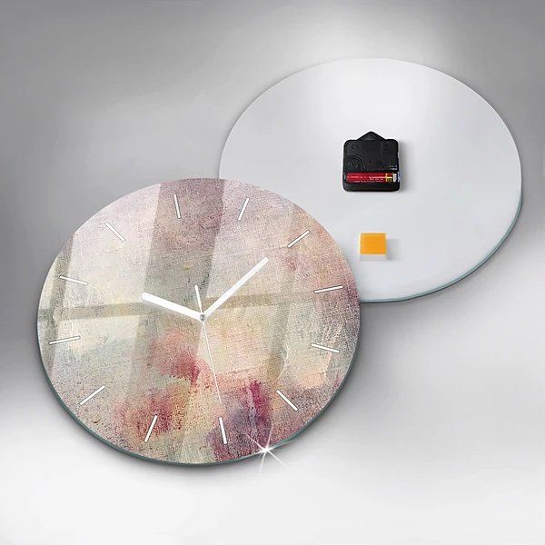 Wanduhr glas rund Gemalte Abstraktion