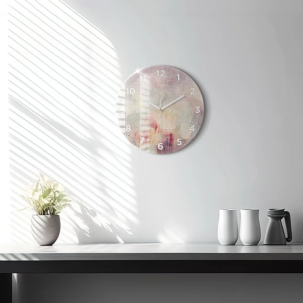 Wanduhr glas rund Gemalte Abstraktion