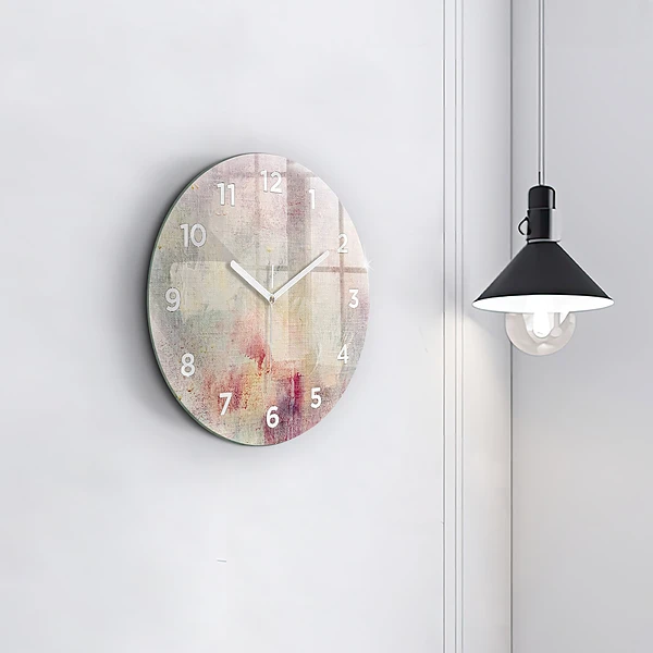 Wanduhr glas rund Gemalte Abstraktion