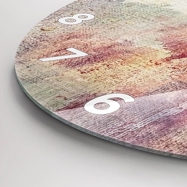 Wanduhr glas rund Gemalte Abstraktion