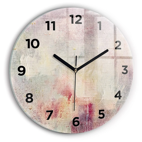 Wanduhr glas rund Gemalte Abstraktion