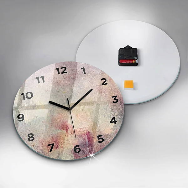 Wanduhr glas rund Gemalte Abstraktion
