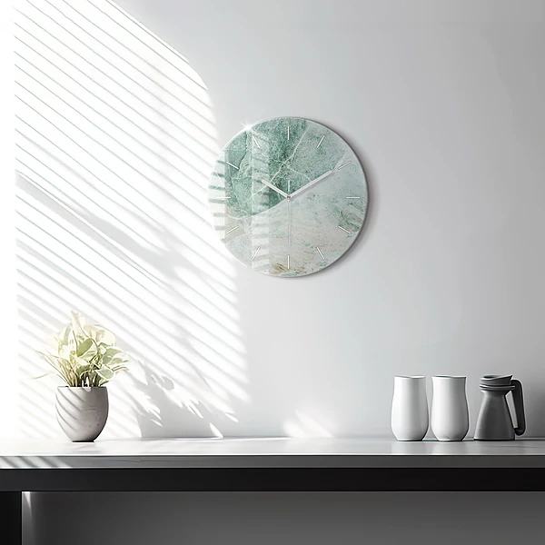 Wanduhr glas rund Marmor Stein Textur