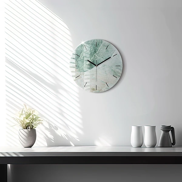 Wanduhr glas rund Marmor Stein Textur