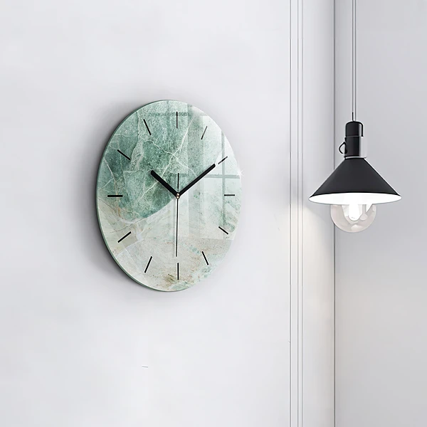 Wanduhr glas rund Marmor Stein Textur