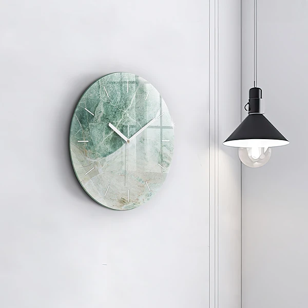 Wanduhr glas rund Marmor Stein Textur