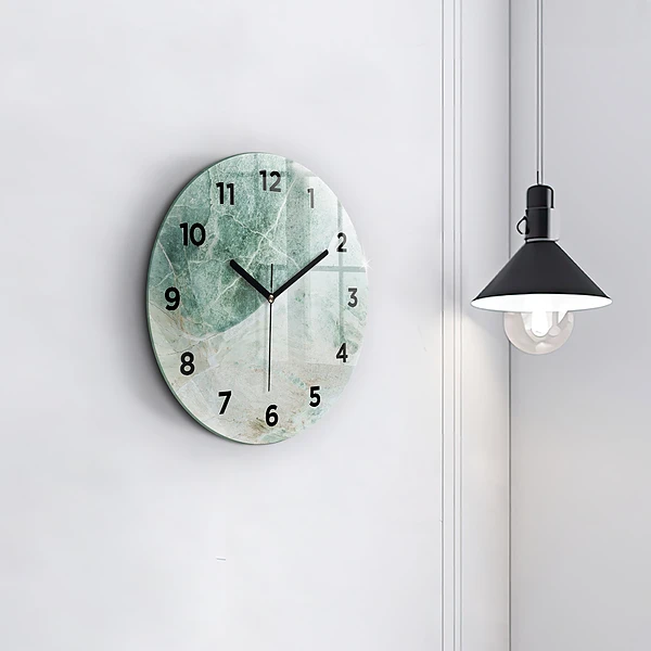 Wanduhr glas rund Marmor Stein Textur