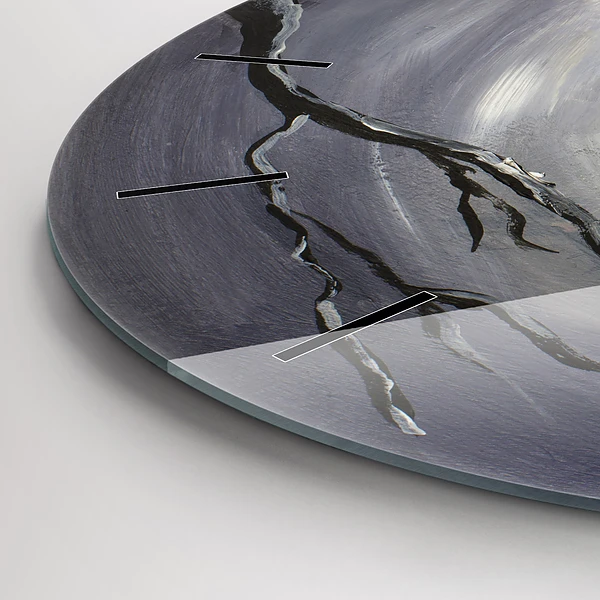 Wanduhr glas rund Rabe im Mondlicht