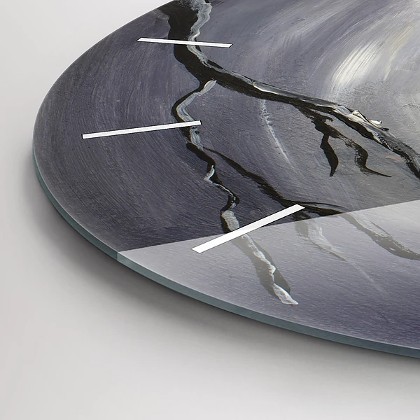 Wanduhr glas rund Rabe im Mondlicht