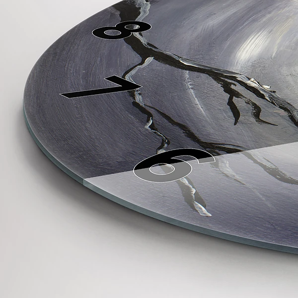 Wanduhr glas rund Rabe im Mondlicht
