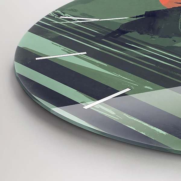 Wanduhr rund Samurai im Wald