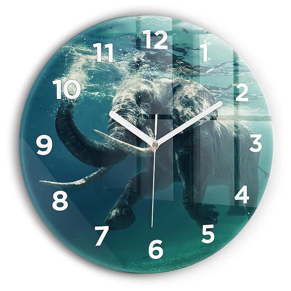 Wanduhr rund mit motiv Schwimmender Elefant im Ozean