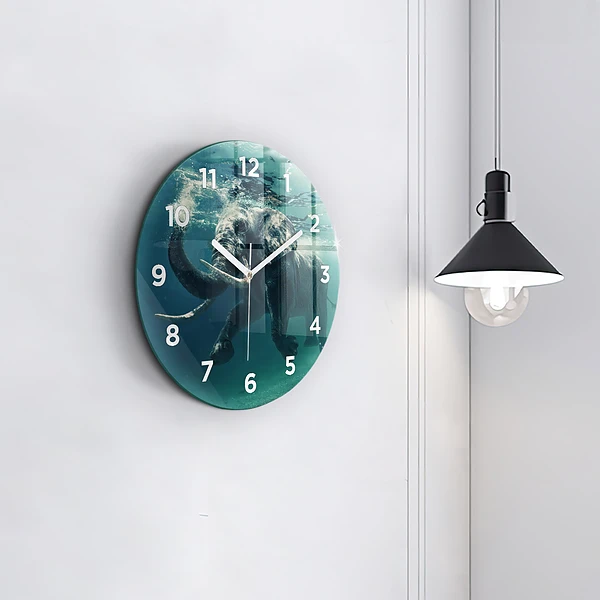 Wanduhr rund mit motiv Schwimmender Elefant im Ozean
