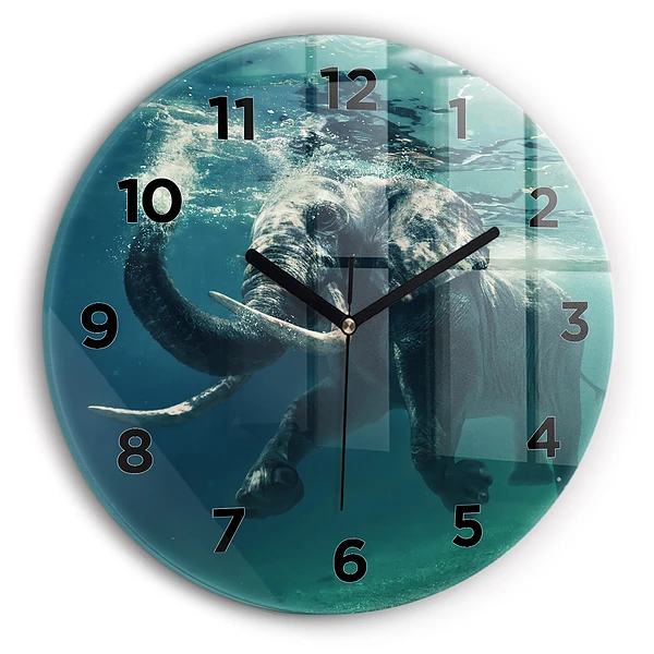 Wanduhr rund mit motiv Schwimmender Elefant im Ozean