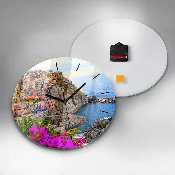 Wanduhr glas rund Cinque Terre Küste