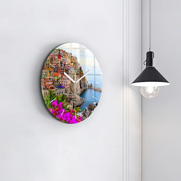 Wanduhr glas rund Cinque Terre Küste