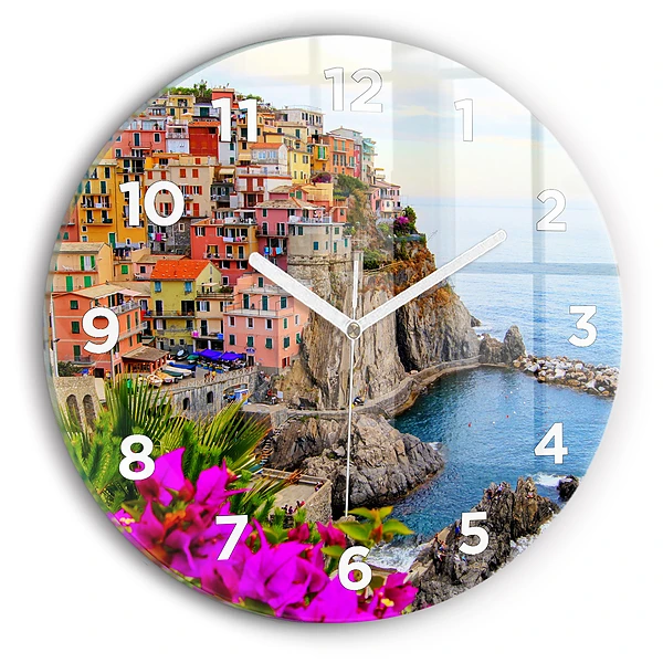 Wanduhr glas rund Cinque Terre Küste