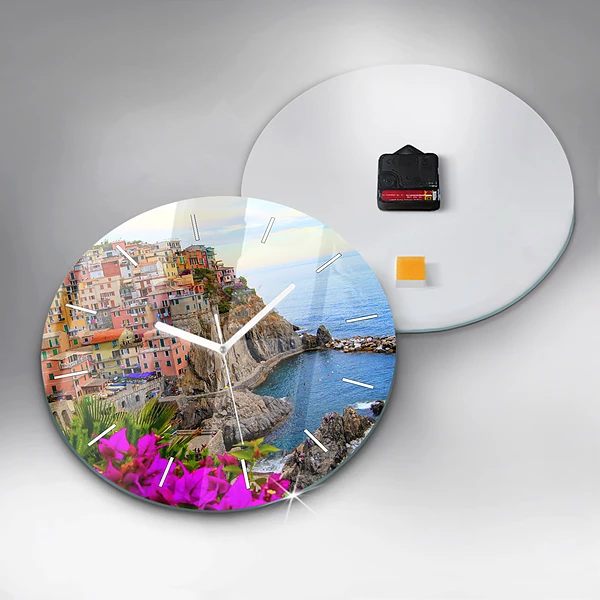 Wanduhr glas rund Cinque Terre Küste