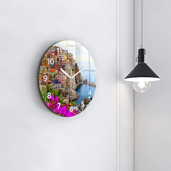 Wanduhr glas rund Cinque Terre Küste