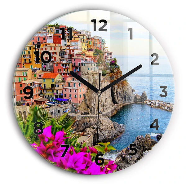 Wanduhr glas rund Cinque Terre Küste