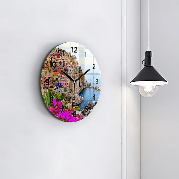 Wanduhr glas rund Cinque Terre Küste