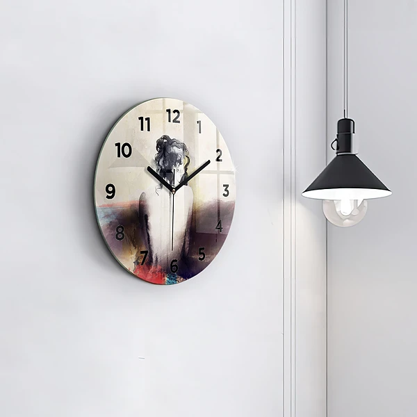 Wanduhr rund Abstraktes Porträt einer Frau