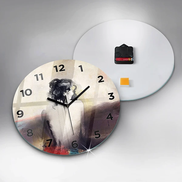 Wanduhr rund Abstraktes Porträt einer Frau