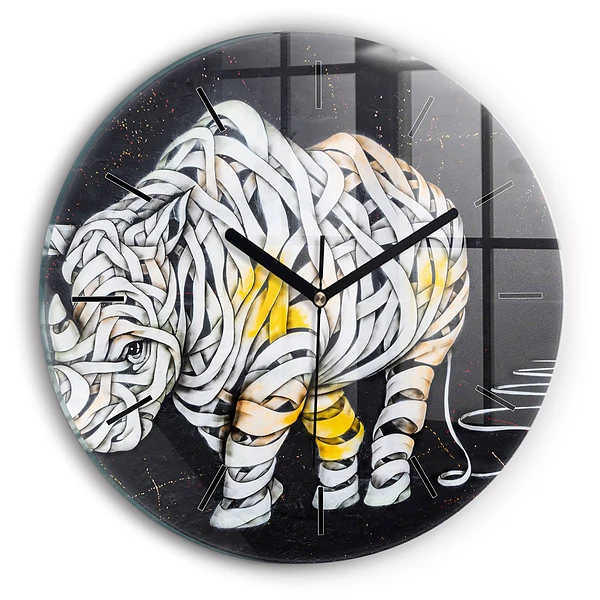 Wanduhr rund mit motiv Abstraktes Rhinozeros