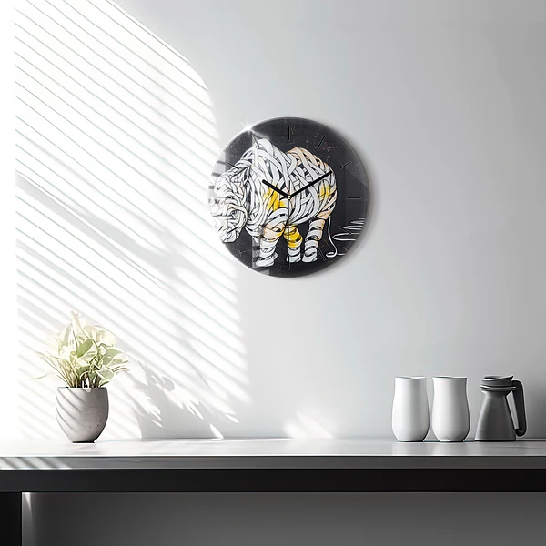 Wanduhr rund mit motiv Abstraktes Rhinozeros