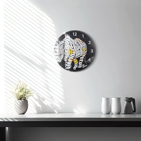 Wanduhr rund mit motiv Abstraktes Rhinozeros