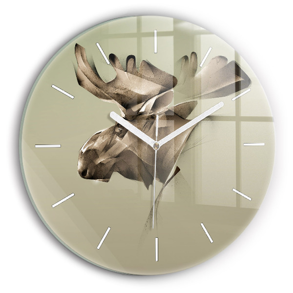 Wanduhr rund Grafik Elch