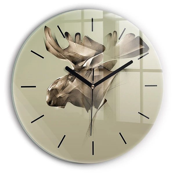 Wanduhr rund Grafik Elch
