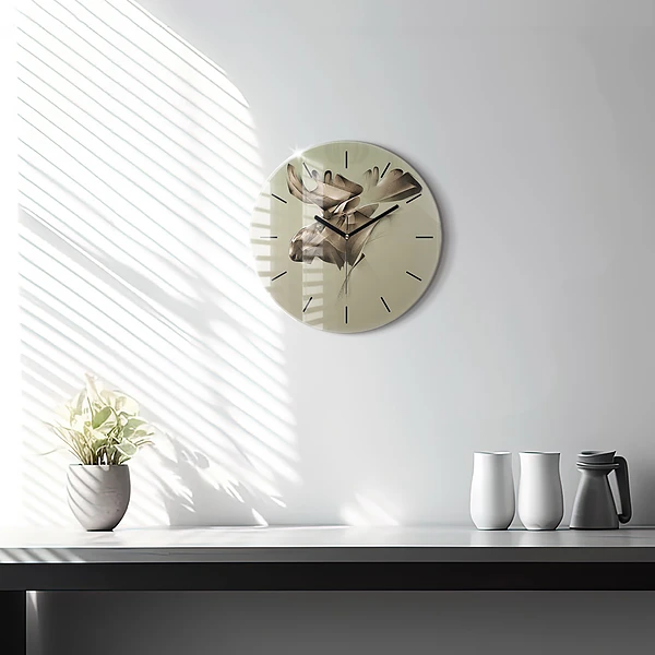 Wanduhr rund Grafik Elch