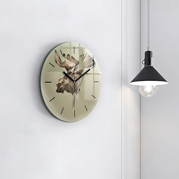 Wanduhr rund Grafik Elch