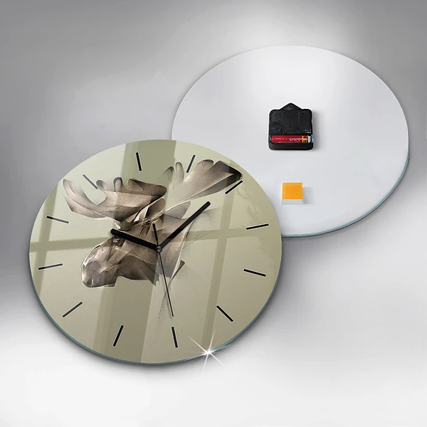 Wanduhr rund Grafik Elch