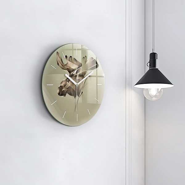 Wanduhr rund Grafik Elch