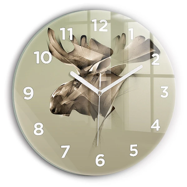 Wanduhr rund Grafik Elch