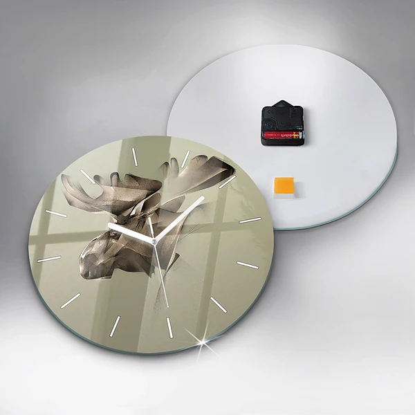 Wanduhr rund Grafik Elch