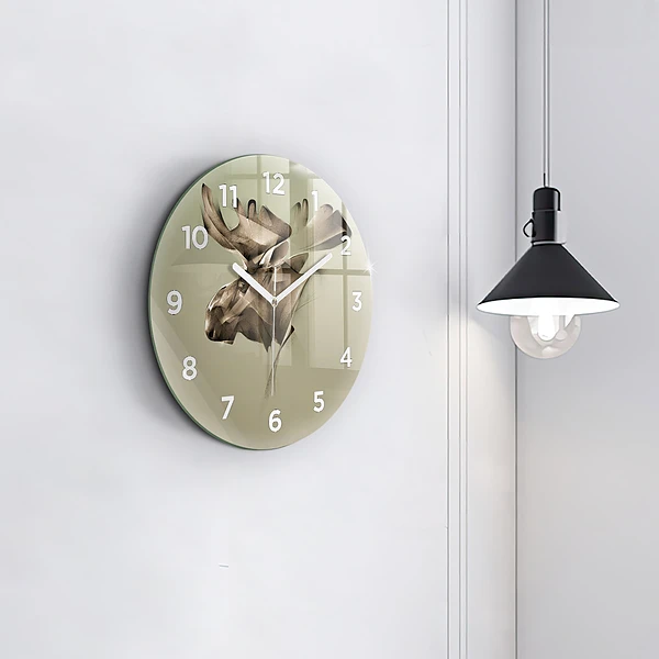 Wanduhr rund Grafik Elch