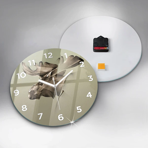 Wanduhr rund Grafik Elch