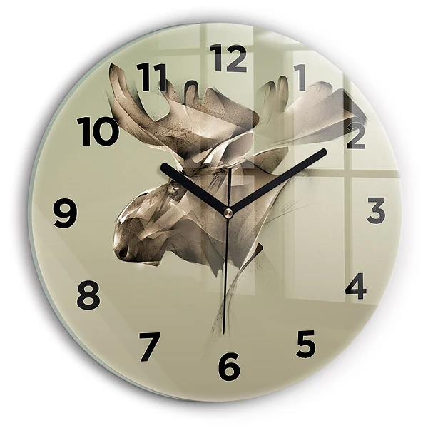 Wanduhr rund Grafik Elch