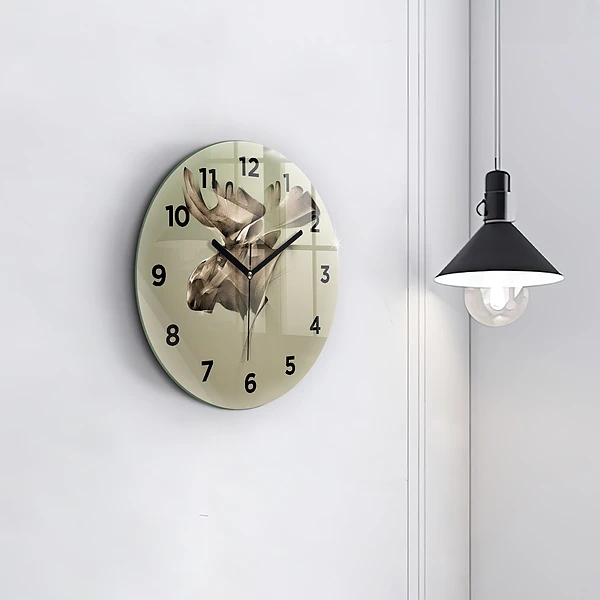 Wanduhr rund Grafik Elch