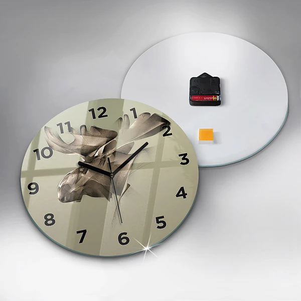 Wanduhr rund Grafik Elch