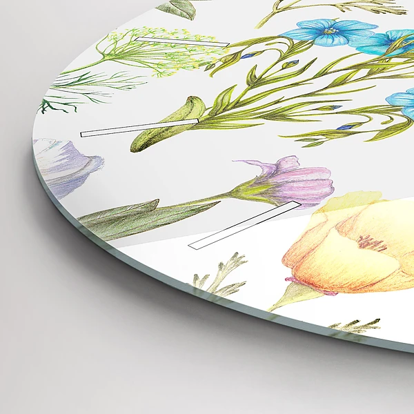 Wanduhr rund Komposition von Blumen