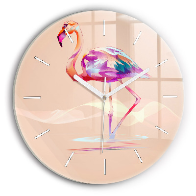 Wanduhr rund mit motiv Illustration eines Flamingos