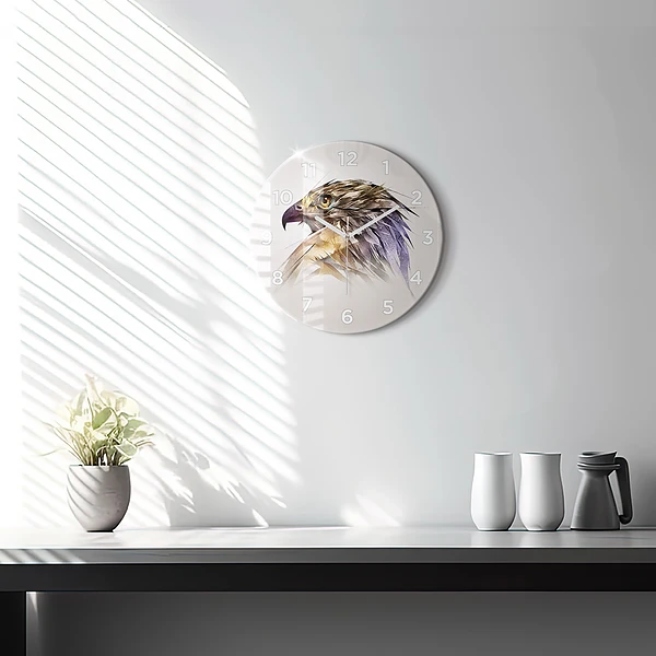 Wanduhr rund mit motiv Raubvogel
