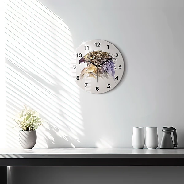 Wanduhr rund mit motiv Raubvogel
