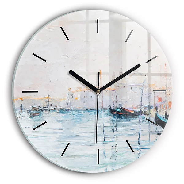 Wanduhr rund Ölgemälde Jacht Meer