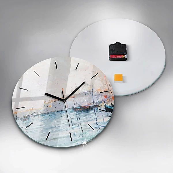 Wanduhr rund Ölgemälde Jacht Meer